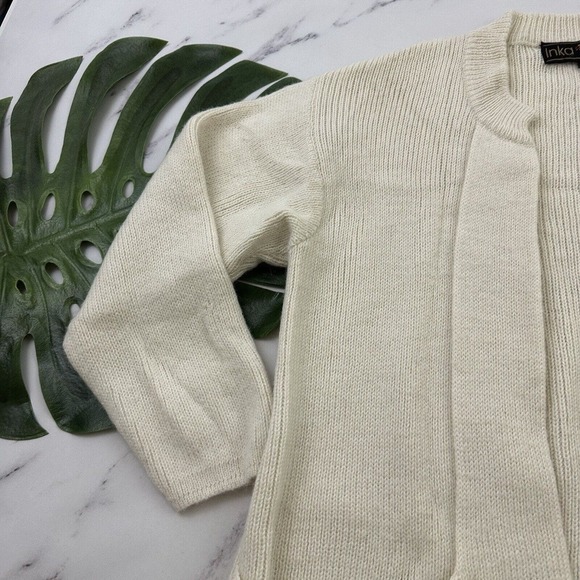 Inka Line Womens Cardigan Sweater Size S Cream Alpaca Wool Knit Open Front - Picture 4 of 12